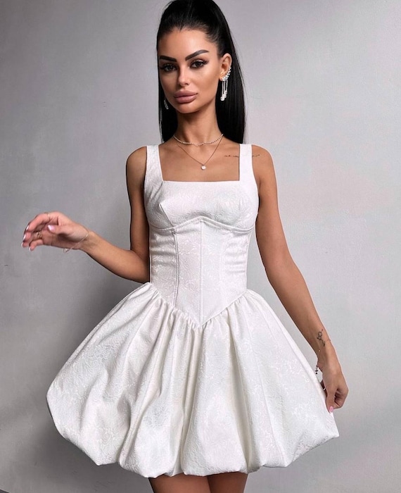 White Corset Mini Dress | Elegant Party Dress | Puff Skirt Dress | European  Boutique | Romantic Vintage Style | Handmade in Ukraine - Etsy