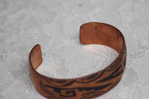 Textured Cuff Bracelet – Marked LN – Copper-Toned… - image 7