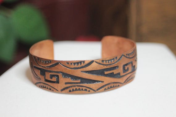 Textured Cuff Bracelet – Marked LN – Copper-Toned… - image 1