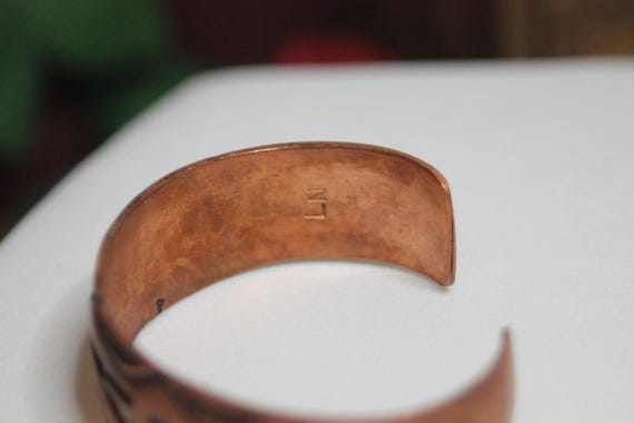 Textured Cuff Bracelet – Marked LN – Copper-Toned… - image 5