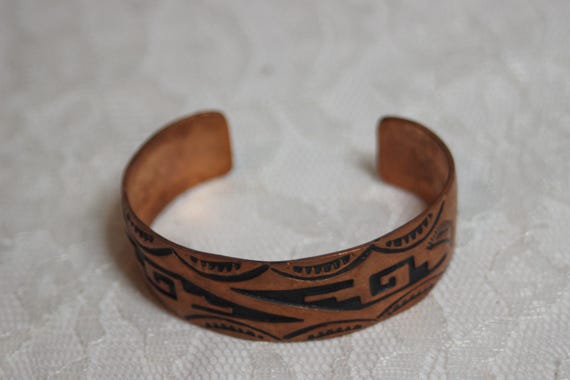 Textured Cuff Bracelet – Marked LN – Copper-Toned… - image 8