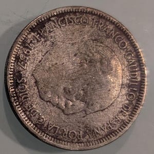 Spain 5 pesetas Coin Francisco Franco 1957