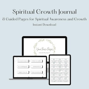 Prompts voor spirituele groei: digitaal en afdrukbaar dagboek van 30 dagen | Op geloof gebaseerde zelfreflectiekaarten + pdf-werkboek innerlijke vrede