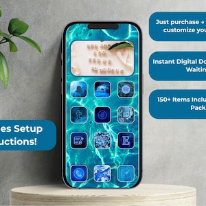 150+ Aesthetic App Icons Pack | Blue, Pink, Purple & Nature Themes | Widgets + Wallpapers + Setup PDF | iOS Android