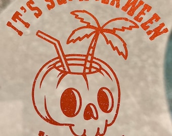 Calcomanía de vinilo de brujas de Summerween: calcomanía de bebida con calavera espeluznante