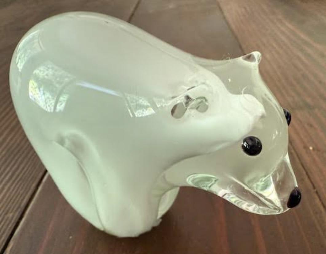 Handblown Glass White Bear Sculpture Figurine! Alaska Bears Gift!