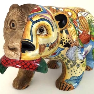 Beautiful Large Carved Wood Grizzly Brown Bear Carving Statue Hand Painted Art Wildlife Bears Alaska Nature Figurine Gift Gifts!