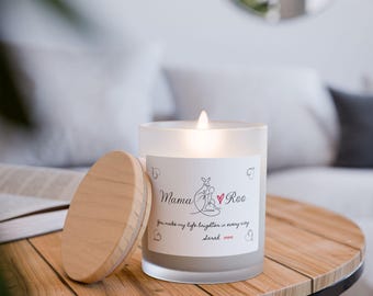 Mama Roo Frosted Glass Candle, Cozy Home Decor, Perfect Gift for Moms, Baby Showers, Heartwarming Aromatherapy