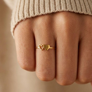 Personalized Initial Heart Ring, Custom Letter Ring, Minimalist Alphabet Ring, Dainty Name Ring, Stackable Ring