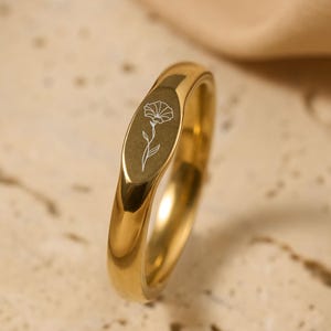 Dainty Stacking Ring, Custom Birthflower Ring, Personalized BirthFlower Ring, Bridesmaid Gift, Skinny Custom Ring, Bridesmaid Skinny Jewelry
