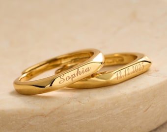 Adjustable Custom Name Ring, Valentine’s Day Gift, Elegant Personalized Engraved Ring, Dainty Ring for Women Minimalist Jewelry for Women
