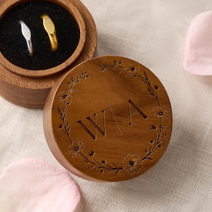 Personalized Wooden Ring Box for Wedding Ceremony, Custom Engraved Engagement Proposal Holder, Bridal Gift for Her