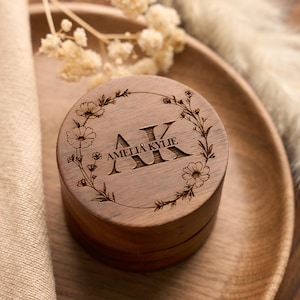 Personalized Wooden Ring Box for Wedding Ceremony, Custom Engraved Engagement Proposal Holder, Bridal Gift for Her