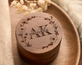 Personalisierte Holzringbox für Hochzeitszeremonie, Valentinstagsgeschenk, individuell gravierter Verlobungsvorschlagshalter, Brautgeschenk für Sie