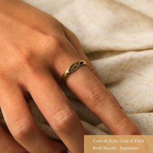 Personalized Birthflower Ring – Dainty Stacking Floral Ring, Meaningful Gift for Bridesmaids, friendship ring, US 3–12 画像 2