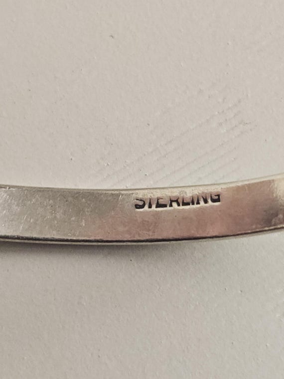 Vintage Solid Sterling Leaf Bangle - image 4