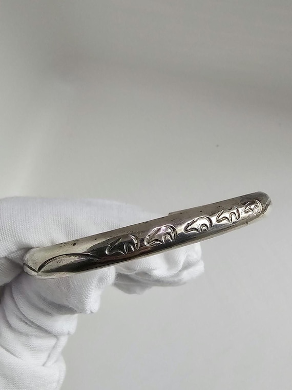 Vintage Solid Sterling Silver Bear Cuff Bracelet - image 1
