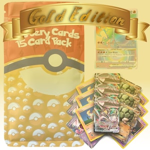 Pokémon Mystery 15 GOLD EDITION Kartenpackung - 1+ GARANTIERTE Trifft! Mindestens ein Ultra Rare pro Packung | MysteryCards Booster Box Bling Wundertüte