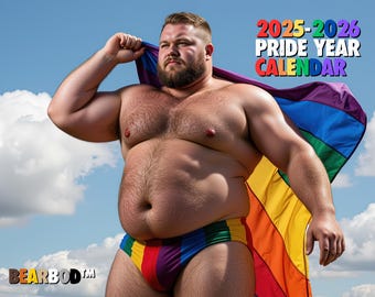 BEARBOD™ 2025-2026 Pride Wall Calendar: Burly Queer Art, Shirtless Gay Bears, LGBTQ Inclusivity, Bold Parade Energy, Body Positive Gift