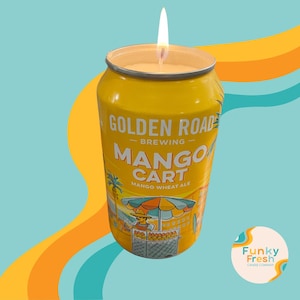 Mangokar bierkaars | Blikje kaars | Bierkaars | Sojakaars | Handgegoten kaars | Bierliefhebber | Uniek cadeau