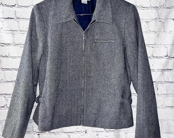 Pendleton Vintage 90's Women's Black Houndstooth Wool Knockabout Jacket Size 12