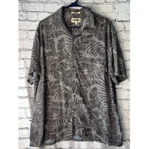 Campia Moda Men's Vintage 1990's Gray Hawaiian Button Down Top Size XL