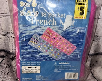 Sun & Shade Vintage 2001 Pool Float 18 Pocket French Mat NEW Pink
