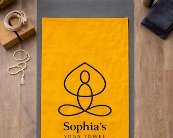 Personalized Yoga Towel, Namaste Lotus Meditation Gift, Yoga Club Bulk Mat, Yoga Lover Present