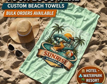 Custom Logo Beach Towels Bulk, Personalized Waterpark Towels, Resort Pool Towels with Logo, Hotel Spa Towels Wholesale, Aqua Park Branding