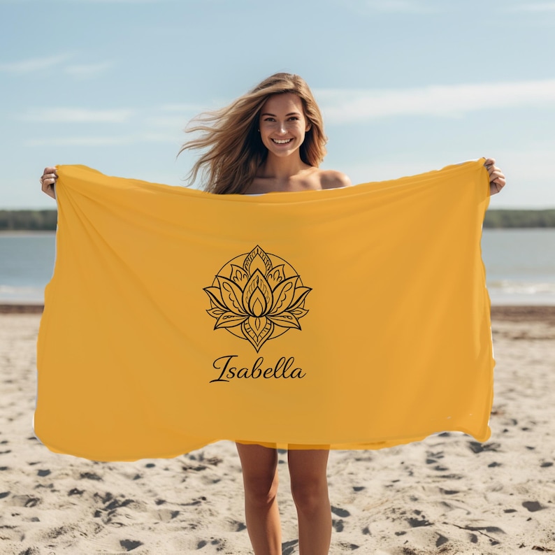 Personalized Yoga Towel, Namaste Lotus Meditation Gift, Yoga Club Bulk Mat, Yoga Lover Present image 6
