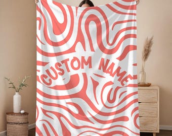 Personalized Wavy Fleece Blanket: Custom Name Gift