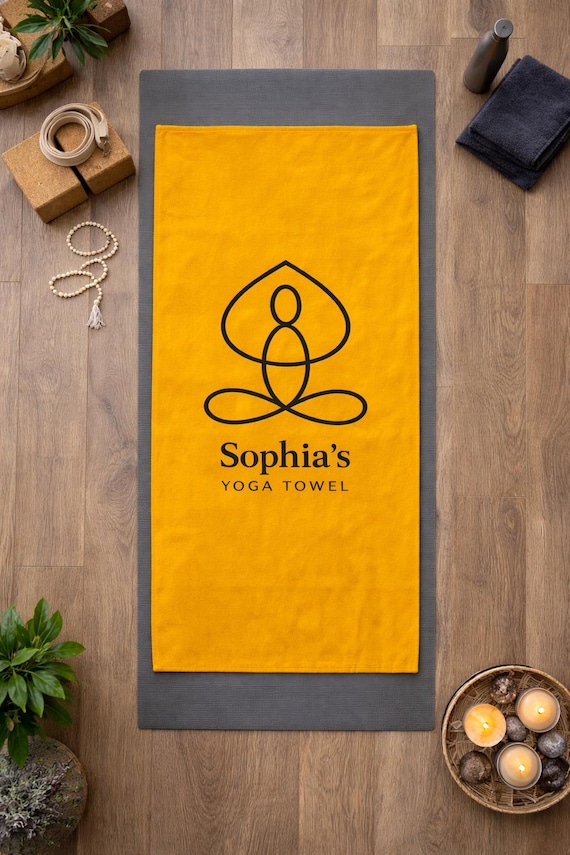 Personalized Yoga Towel, Namaste Lotus Meditation Gift, Yoga Club Bulk Mat, Yoga Lover Present