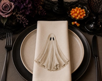Cute Ghost Napkin | Cotton Twill Napkin, Small Halloween Table Linen