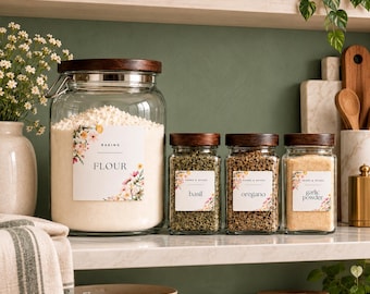 Custom Watercolor Kitchen Labels Bundle | Pantry & Herb Spice (Digital Download)