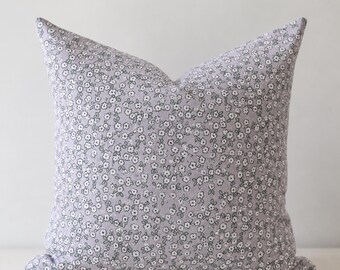 18x18 Lavender Floral Cotton Pillow Cover | Handmade Cottagecore Cushion