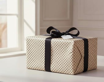 Taupe Polka Dot Gift Wrap Papers, Black Dot Wrapping Paper | Any Occasion