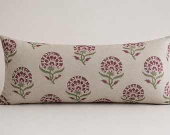 Vintage botanical Pillow Cover – Red Green Botanical Print, 18x18