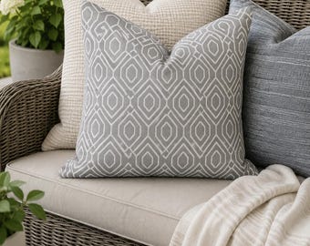 Gray Geometric Pillow Cover | Soft Woven Upholstery Accent Cushion|dirt and waterproof