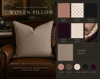 Textured Taupe Woven Pillow | Neutral Throw Pillow, Linen-Look Decorative Cushion
