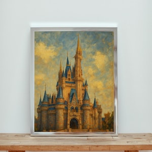 ミニマルなディズニーワールドシンデレラ城のプリント、WDW