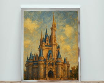ミニマルなディズニーワールドシンデレラ城のプリント、WDW