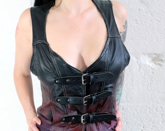 Vintage Leather Vest for Wasteland, LARP, Ren Faire - Cyberpunk Pirate Costume - Sale