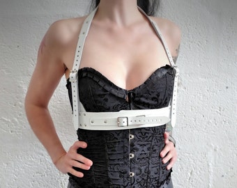 Steampunk Pirate White Leather Chest Harness - Cyberpunk Festival Gear - Unisex - Limited Time SALE!