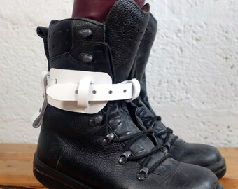 Leather Boot Strap White