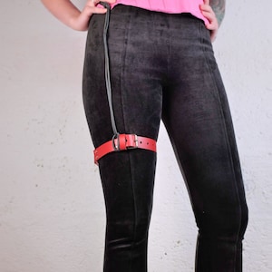 Unique Red Leather Thigh Garter - Perfect for Burning Man, Steampunk, or Pirate Cosplay