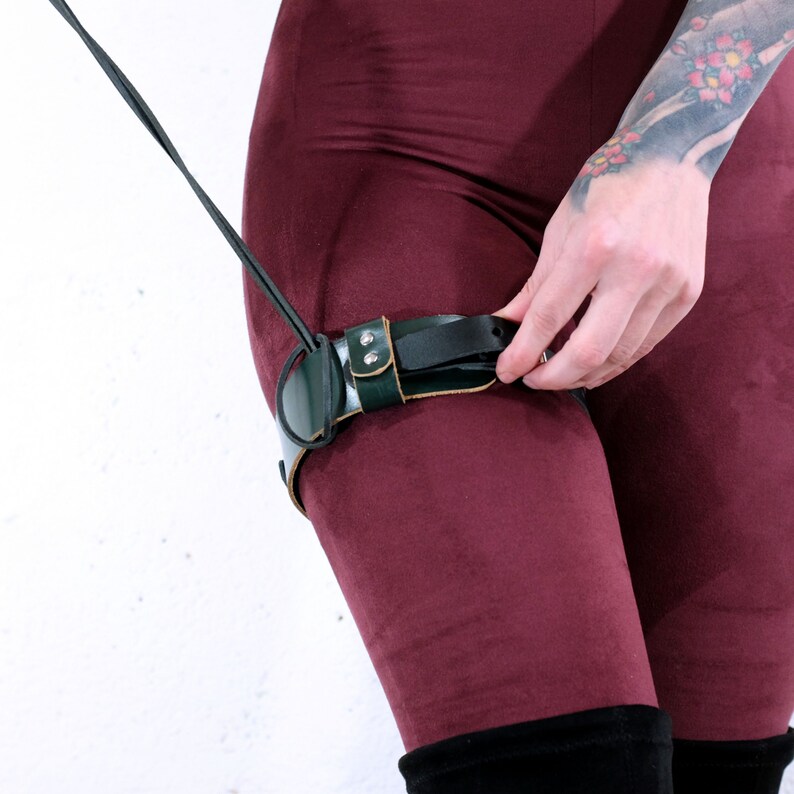 Leather Garter Belt Green and Black Etsy