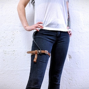 Brown Leather Thigh Garter Belt