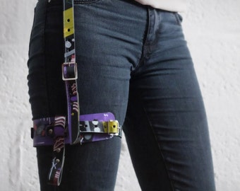 Leather Leg Harness Hand Painted - SALE -