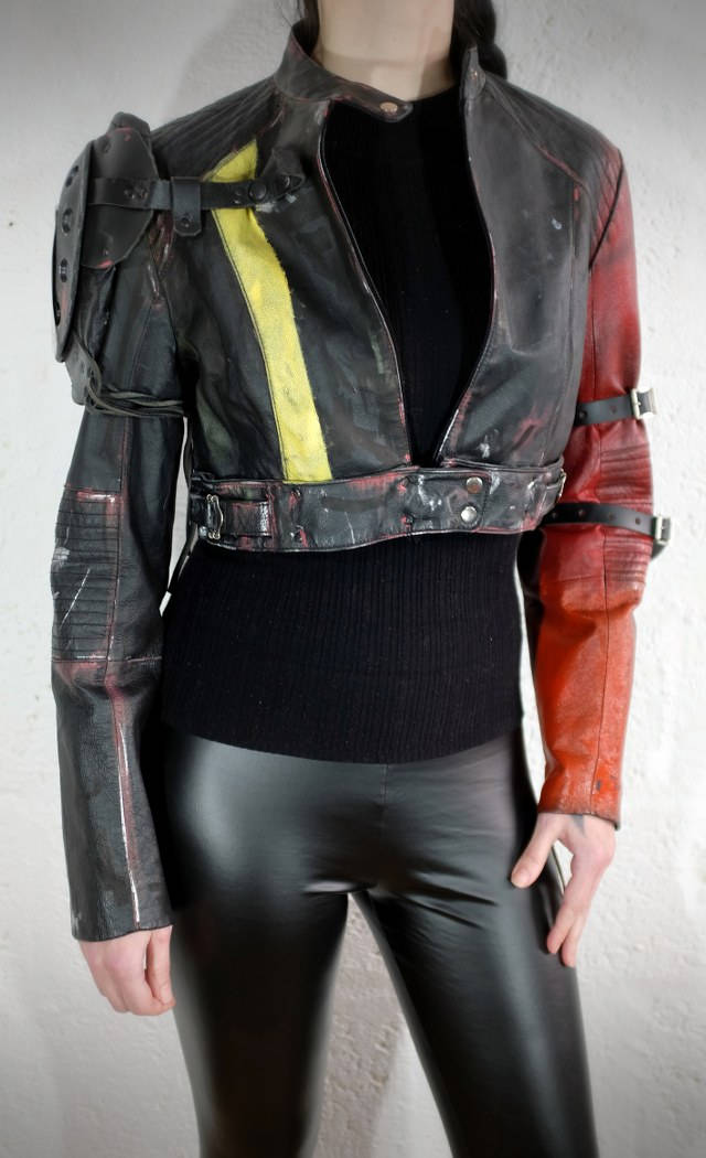Image of Cropped Leather Jacket, Wasteland, Mad Max, Burning Man, Post Apocalyptic