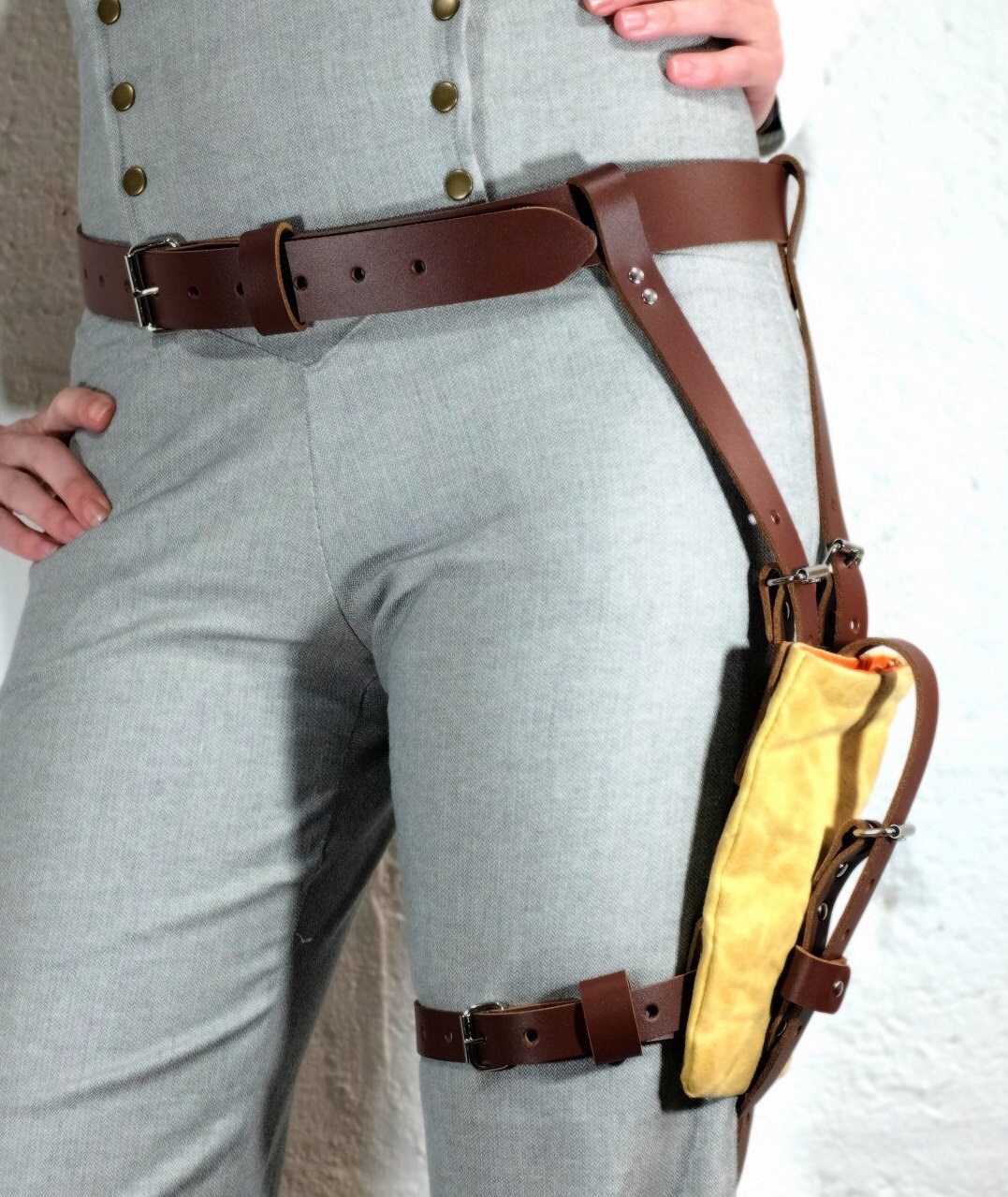 Leather Thigh Harness Phone Holster Brown Etsy